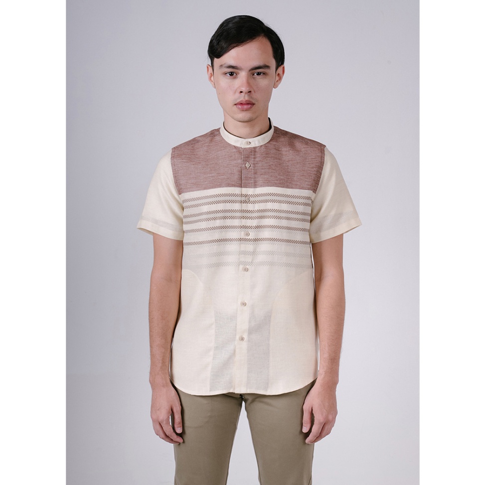 Paling Diminati MENS TOP Kemeja Pria Koko Pendek ern Fit ADHARA  Khaki