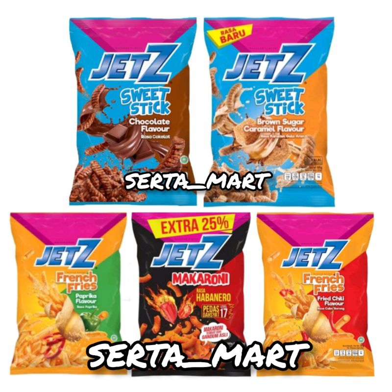 

Jetz Stick Choco Fiesta 65gr - Jetz Hollow French Fries Paprika / Chili 35gr / Makaroni - Chiki Jetz