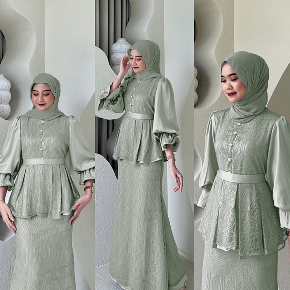 Special Price READY DRESS JENNIFER DAN COUPLE GAMIS BRUKAT  GAMIS OOTD  gamis kekinian  gamis satin