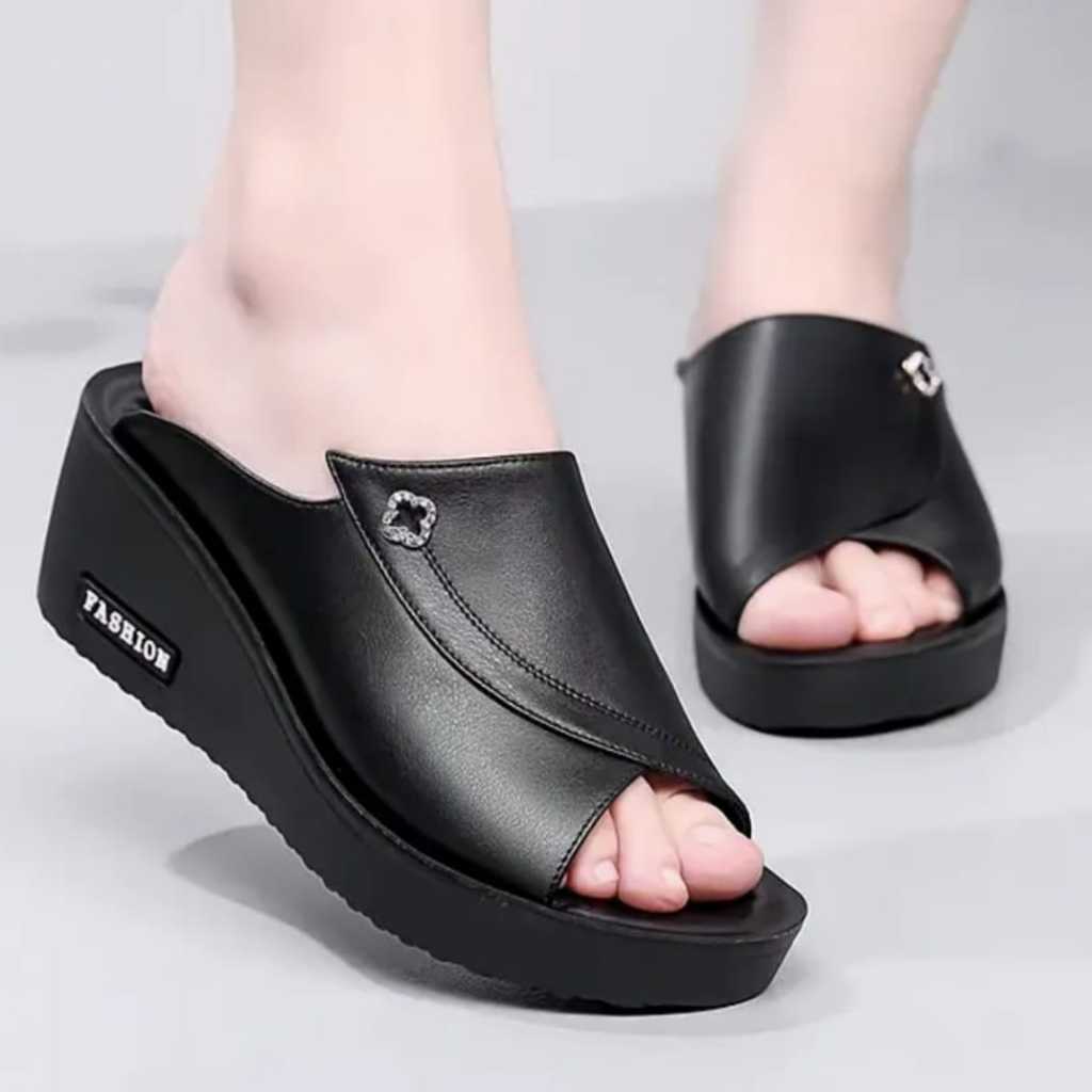 PROMO Sandal Wedges Wanita Terbaru Sendal Selop Wedges Kekinian Sandal wedges Wanita Viral Terlaris 