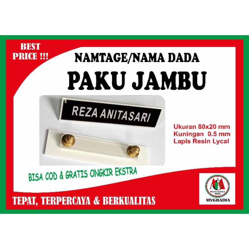 

Name tag / Nama Dada Akrilik Paku Jambu
