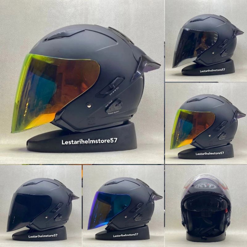 HELM KYT GALAXY HITAM DOFF HELM DOUBLE VISOR PAKET GANTENG
