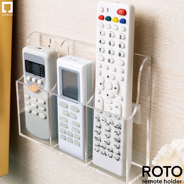 Mau Tempat Penyimpanan Remote AC ROTO Remot TV Holder Hp Handphone Holder Sekat Akrilik Tempel Dindi