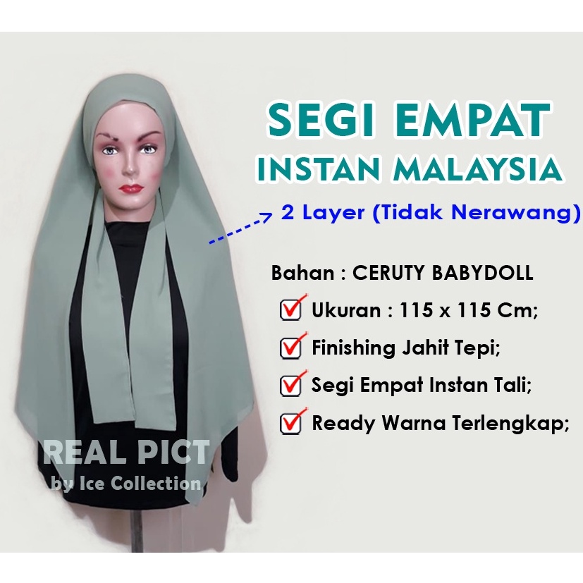 77 Terbaru Segi Empat Instan Malaysia Melayu Malay Ikat Tali Ceruty BabyDoll Premium Segiempat Segi 