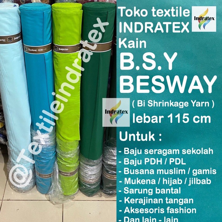 Terlaku  per setengah meter  bahan gamis meteran kain BESWAY BSY TEBAL POLYESTER premium lebar 115 c