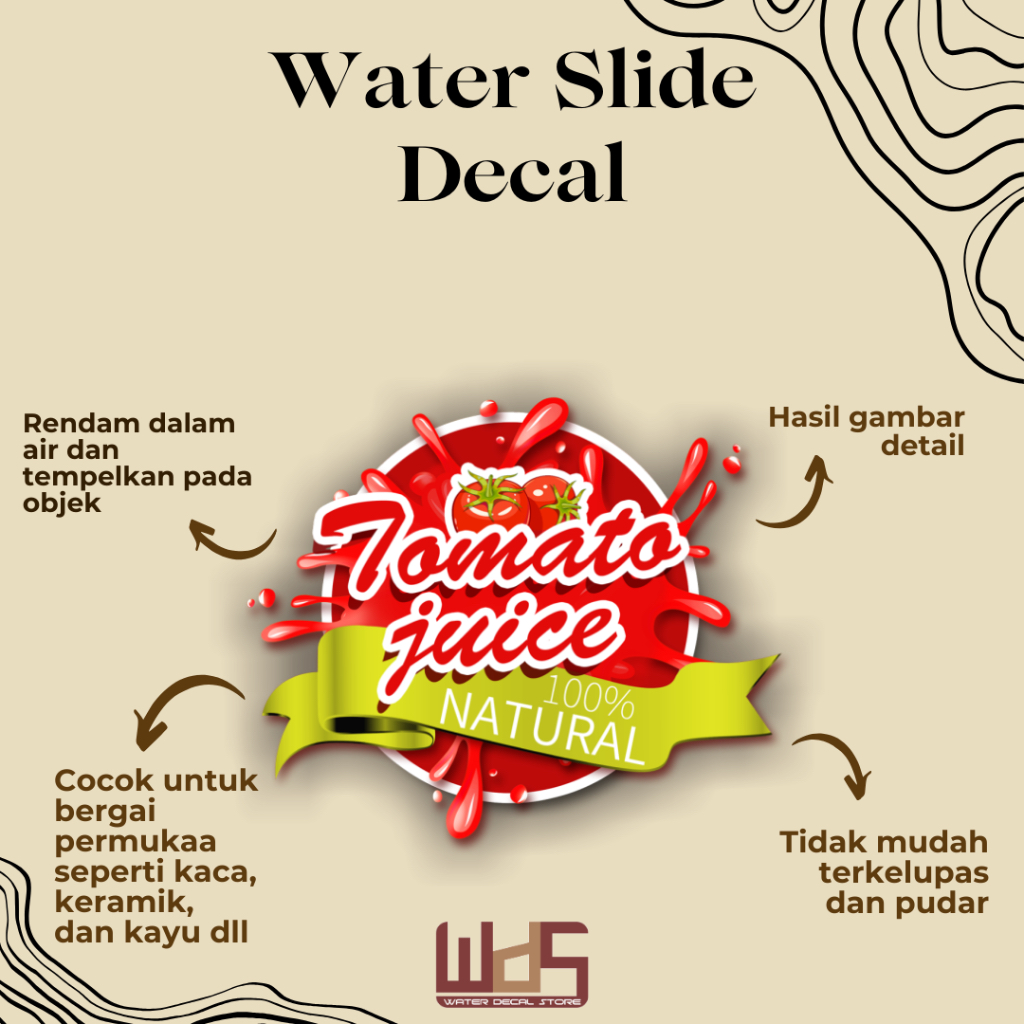 

WATER SLIDE DECAL TOMAT / DECAL AIR / STIKER AIR / MERCHANDISE