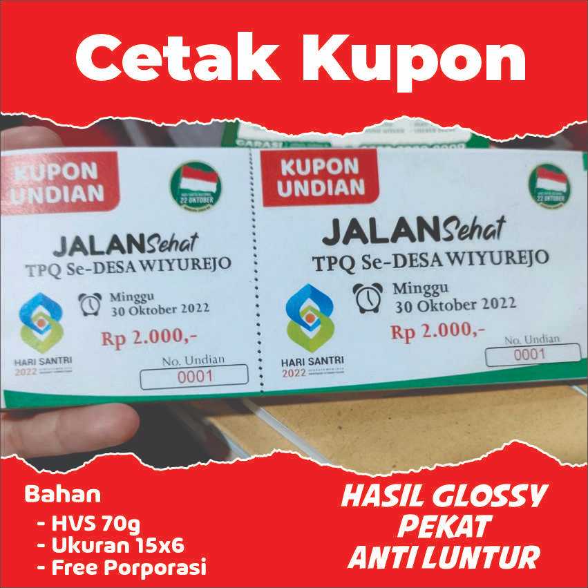 

[min. 500] Cetak Kupon - Tiket - Karcis - Dll Hasil Bagus Glossy