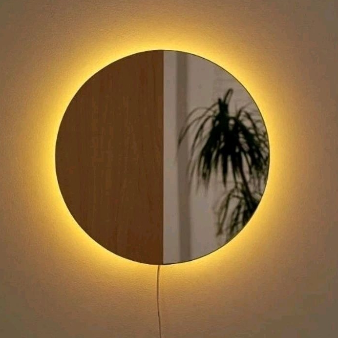 cermin LED aesthetic cermin bulat gantung tempel Dinding D35 cermin gantung wastafel kaca