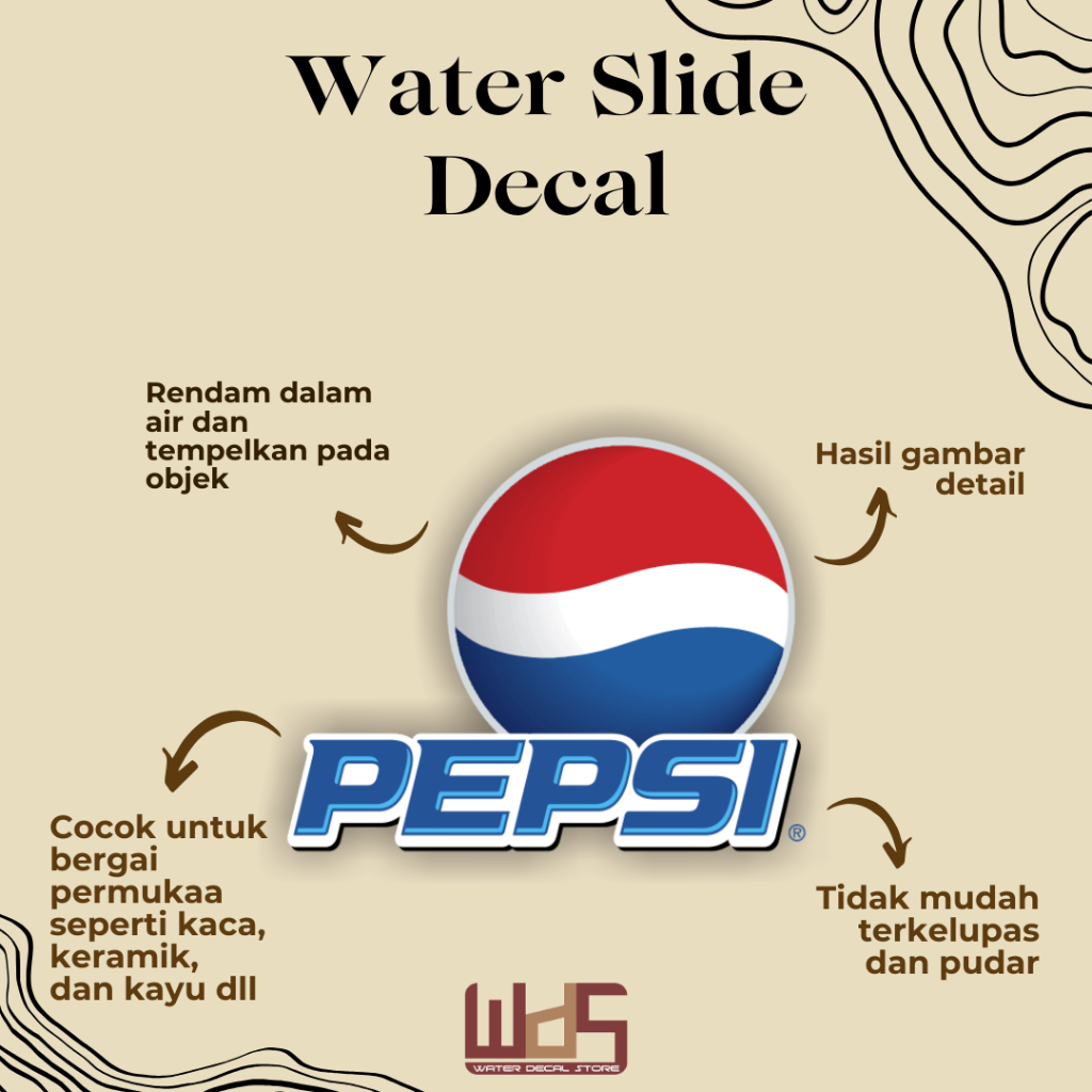 

WATER SLIDE DECAL PEPSI / DECAL AIR / STIKER AIR / MERCHANDISE