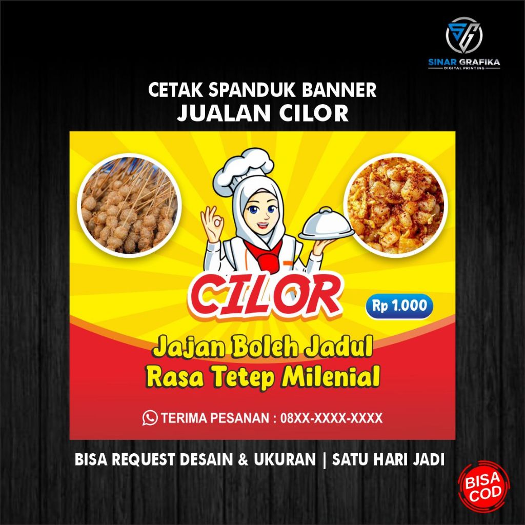 Spanduk Banner Cilor / Banner Jualan Aci Telor / Cilok Telor | Bisa Request Desain