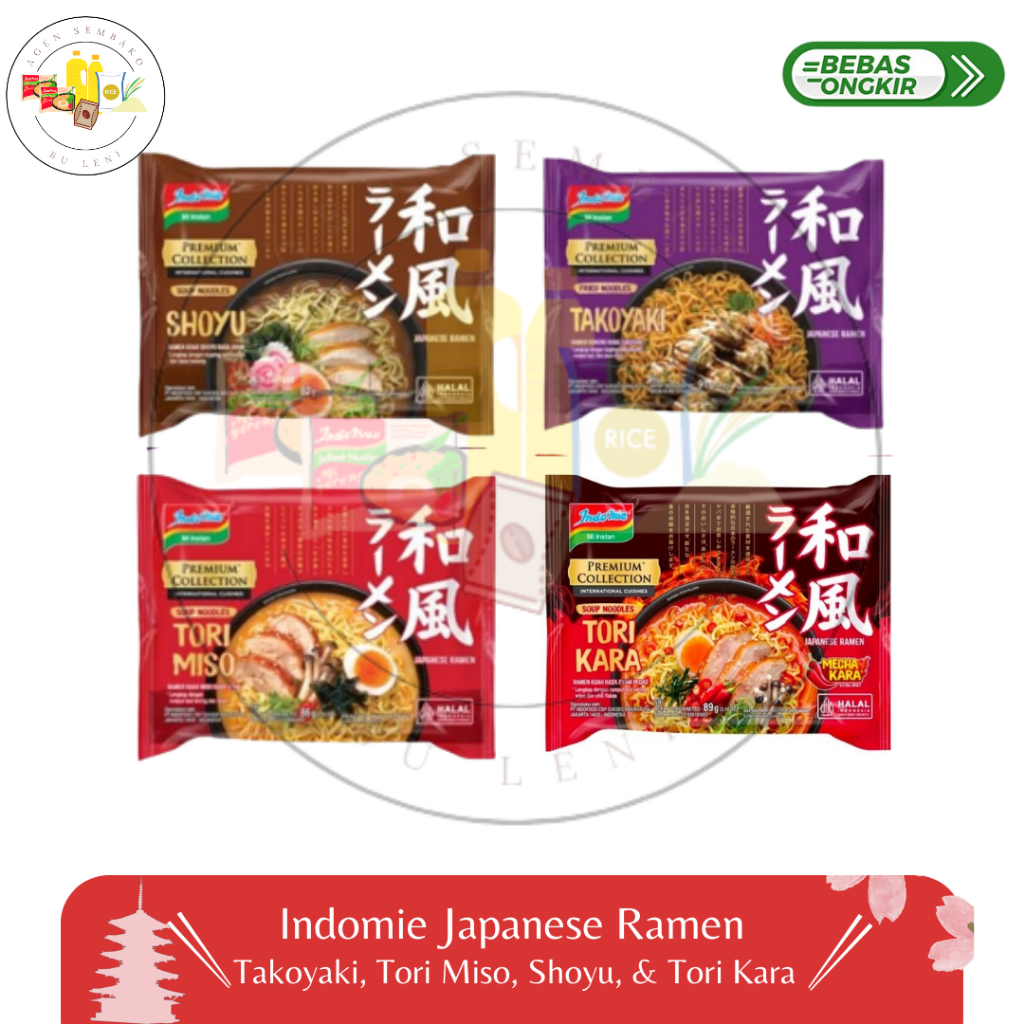 

Indomie Ramen Japanese Tori Kara, Tori Miso, Takoyaki dan Shoyu