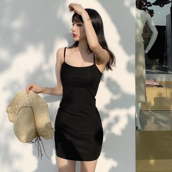 DASTER POLOS BODYCON SEXY MODEL TALI KECIL DRESS MURAH MERIAH WANITA REMAJA