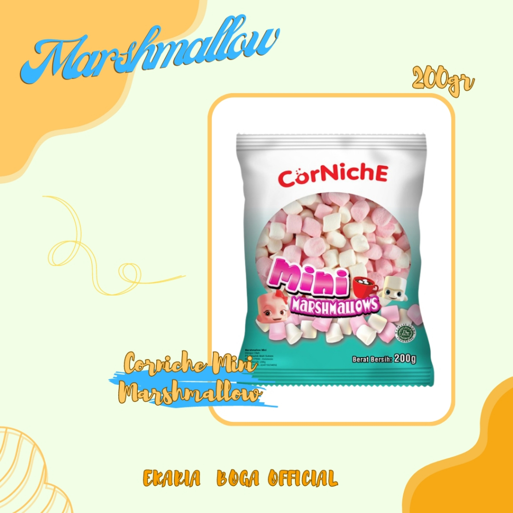 

MARSHMALLOW | PERMEN | KEMASAN | CORNICHE MINI PINK WHITE | CORNICHE MINI MRMALLOW 200G