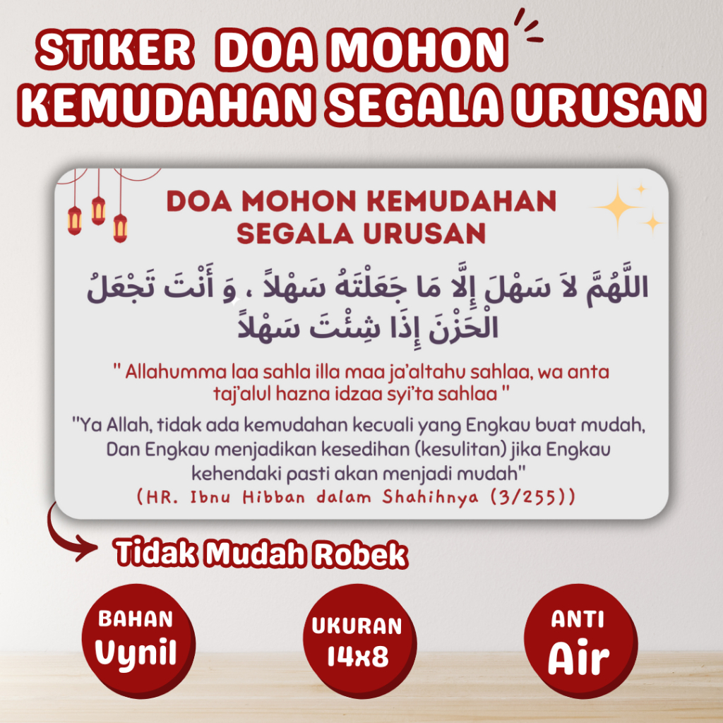 

[STIKER DOA HARIAN] Stiker Vynil Doa Mohon Kemudahan Segala Urusan Tahan Air