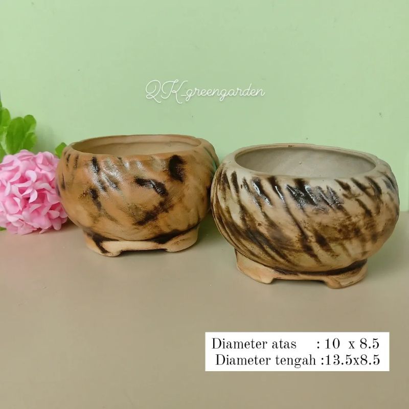 POT KERAMIK RELIEF SUKULEN KAKTUS BONSAI