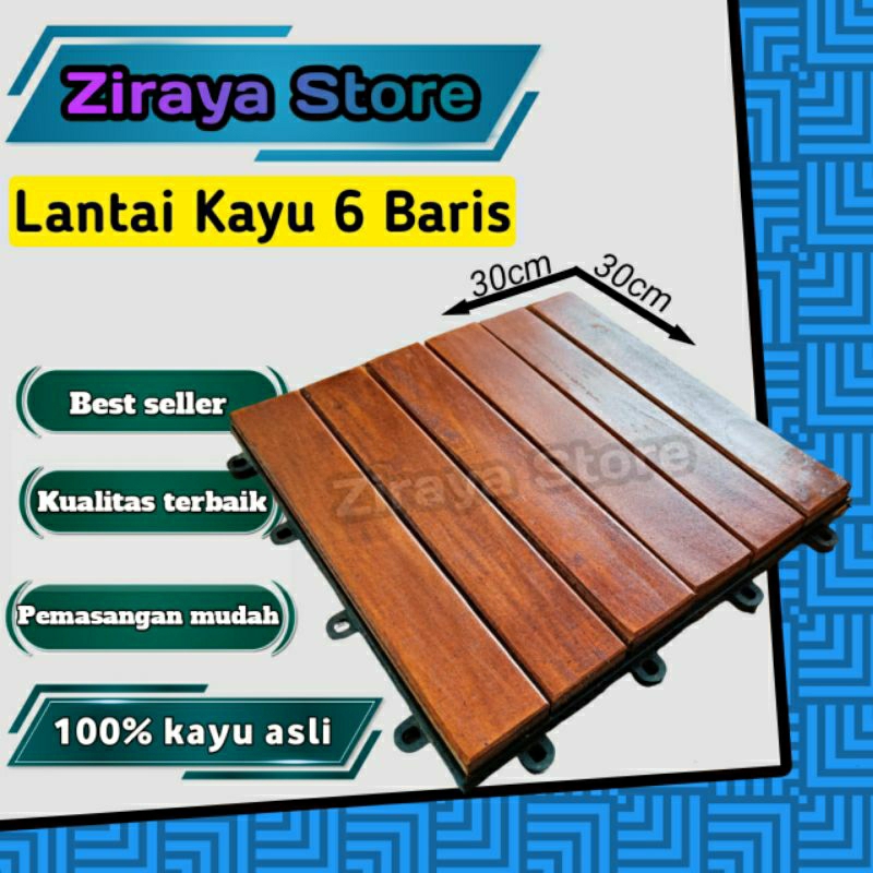 Lantai Kayu Tempel Decking Tile Ubin Bongkar Pasang 6 Saluran