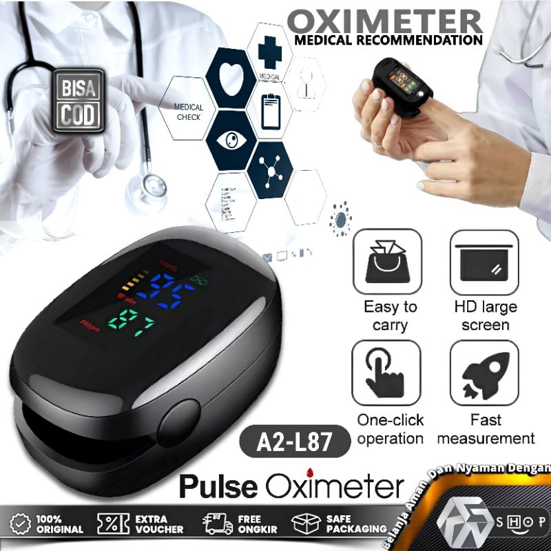 Oximeter Fingertip Pulse A2-L87 Full Colour Alat Ukur Detak Jantung & Kadar Oksigen