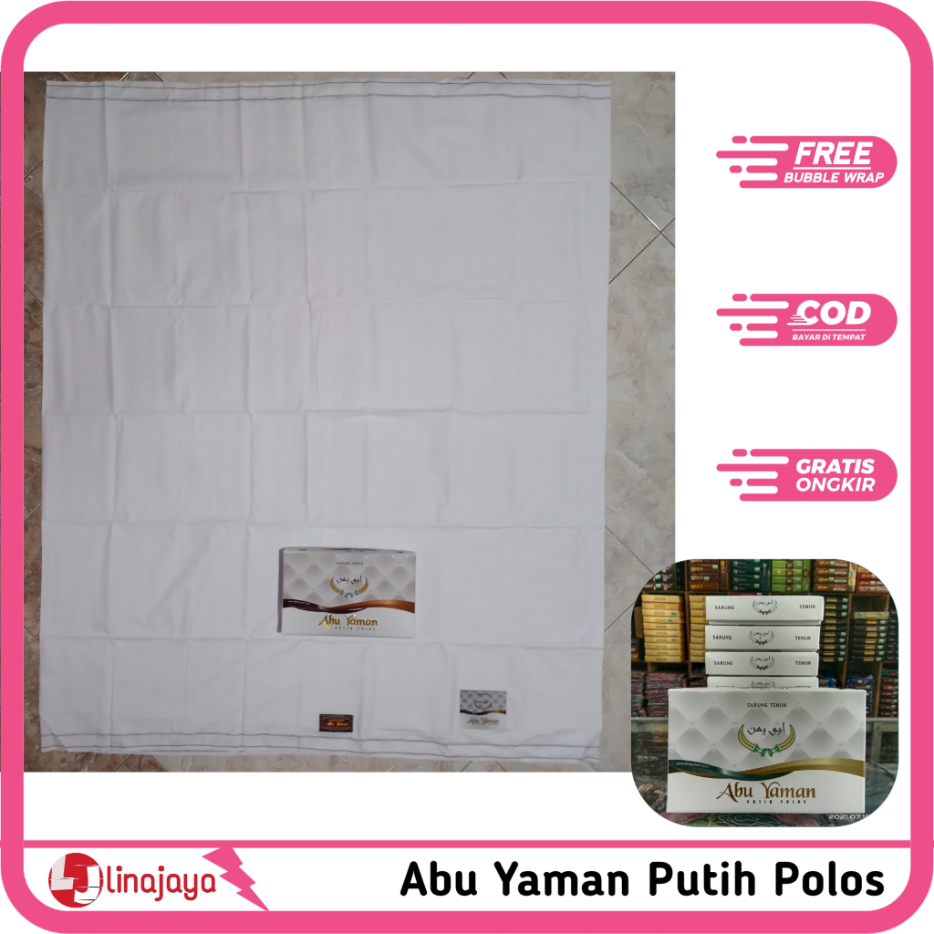 Sarung Putih Dewasa ABU YAMAN Polos Tanpa Tumpal