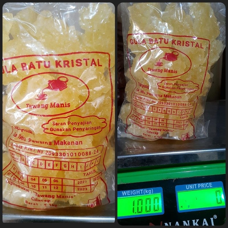 

Gula Batu Kristal Cap Tiga Berlian/ Teko Tawang Manis Cilacap 1kg Gula Kristal Tebu