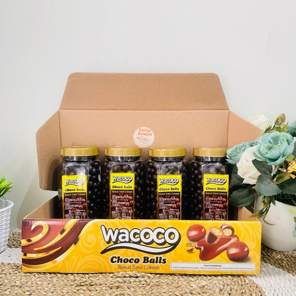 

WACOCO CHOCO BALLS BISKUIT SALUT COKELAT, 1 DUS ISU 4 TOPLES HALAL BPOM