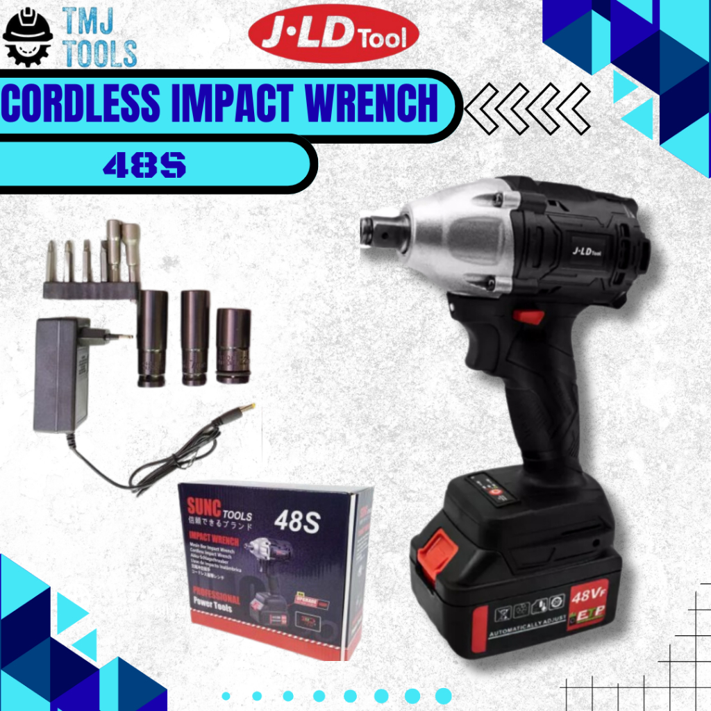 Cordless Impact Wrench JLD TOOL 48S SET Brushless Mesin Bor Baut Sock Portable Baterai 330Nm LED Sok