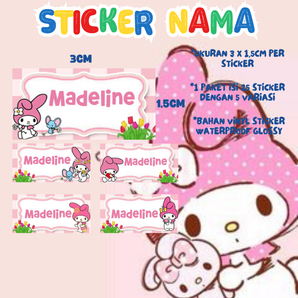 

Sticker Label Nama Karakter Anak Perempuan waterproof (Nama max. 10 huruf/1 kata) Tulis nama di notes/Chat