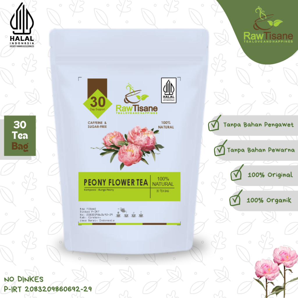 

RAW TISANE Peony Flower Tea : Teh Bunga Peony / Teh Celup Bunga Peony Isi 30 Tea Bag