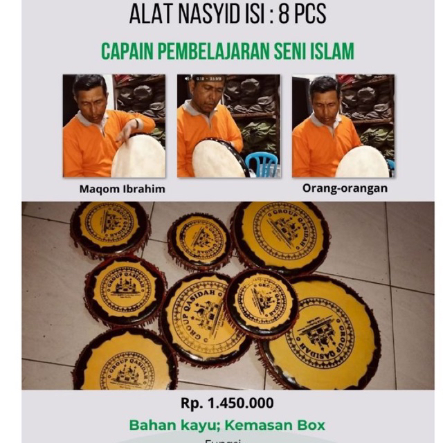 

06. Menyediakan Alat-alat Laboratorium Pendidikan Agama Islam : Alat Nasyid isi : 8 Pcs capain pembelajaran seni islam
