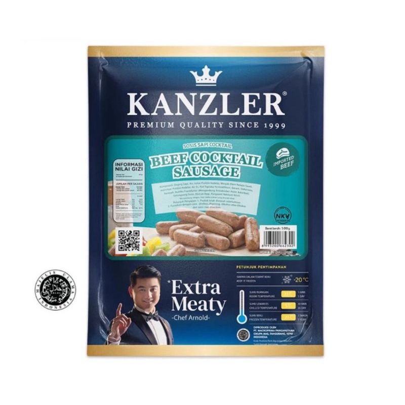 

Kanzler Beef Coctail Sausage 500gr. Kanzler Sosis Sapi.