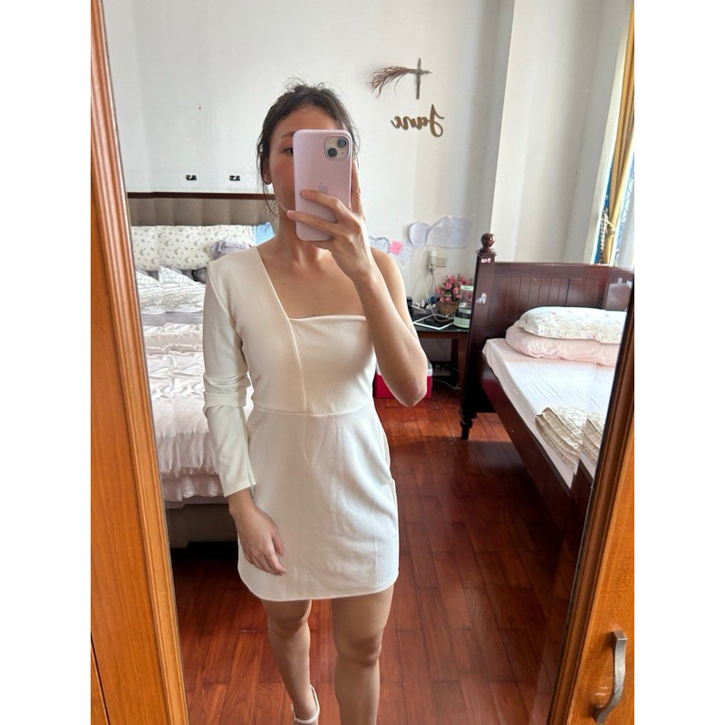 Missguided petite white dress one shoulder