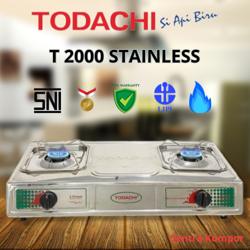 Sentra KOMPOR GAS Todachi 2 TUNGKU STAINLESS ( LPG / GAS ALAM ) T-2000S
