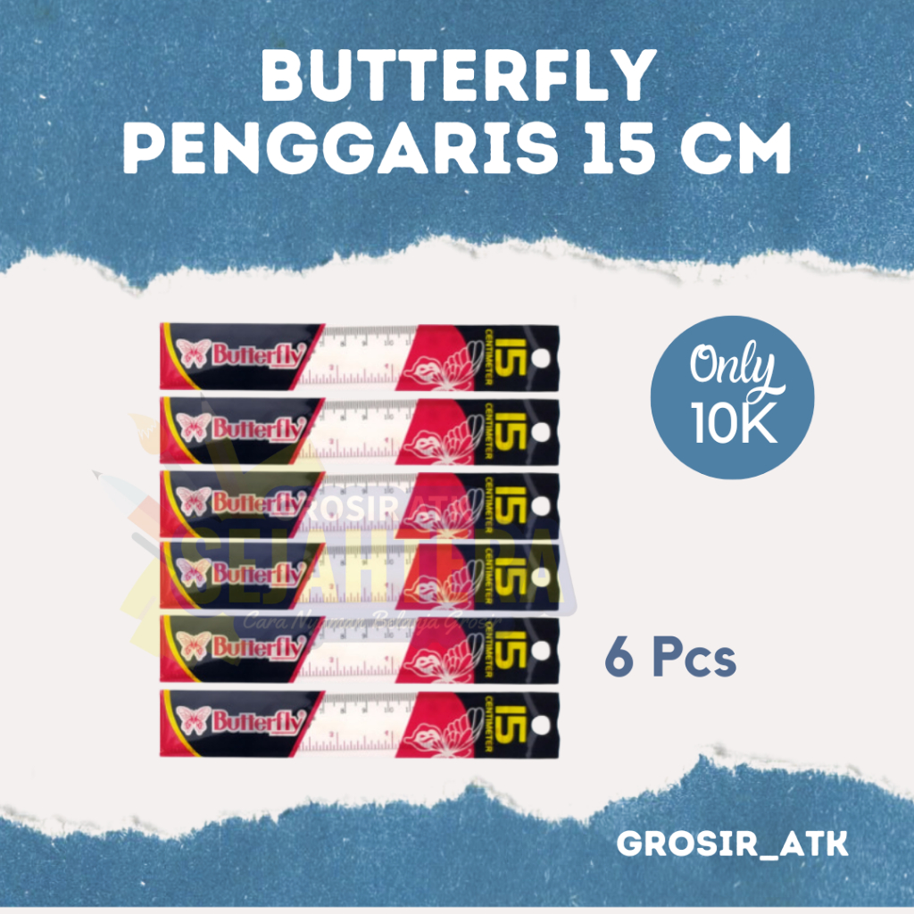 

SERBA 10000 10RIBU SEPULUH RIBU PENGGARIS GARISAN MIKA PLASTIK BUTTERFLY 15 CM / 20 CM / 30 CM / SET BT-500