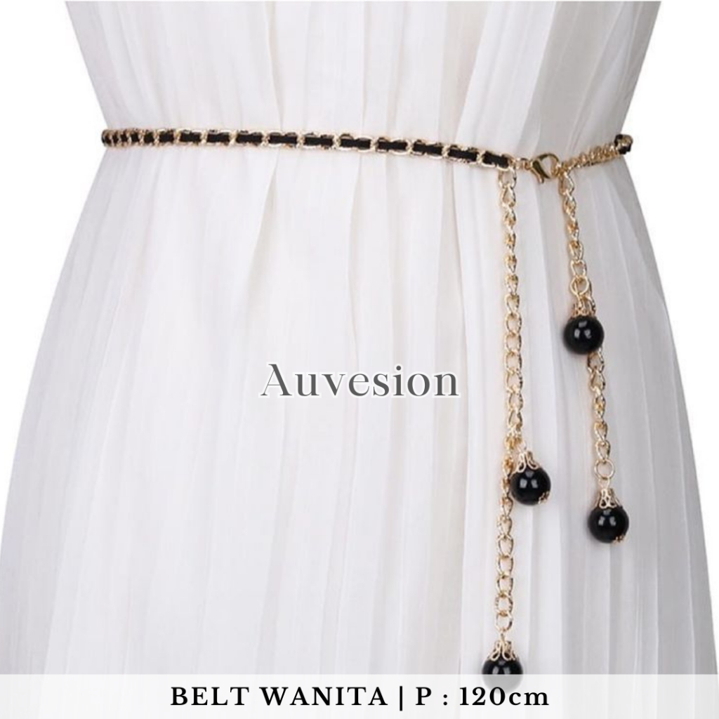 belt rantai hitam elegant wanita