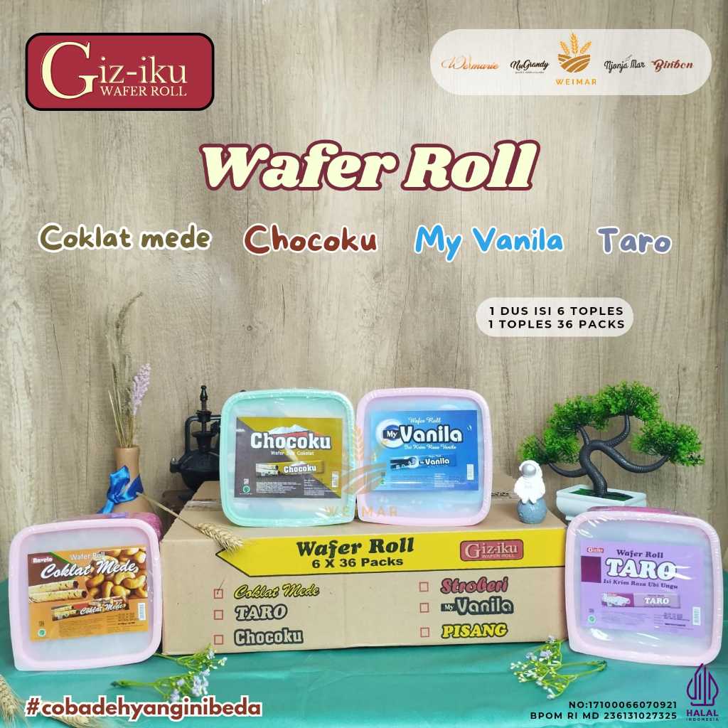 

Wafer Stick Roll Giziku 1 Toples Isi 36 Sachet Persachet isi 2 Roll/Pcs