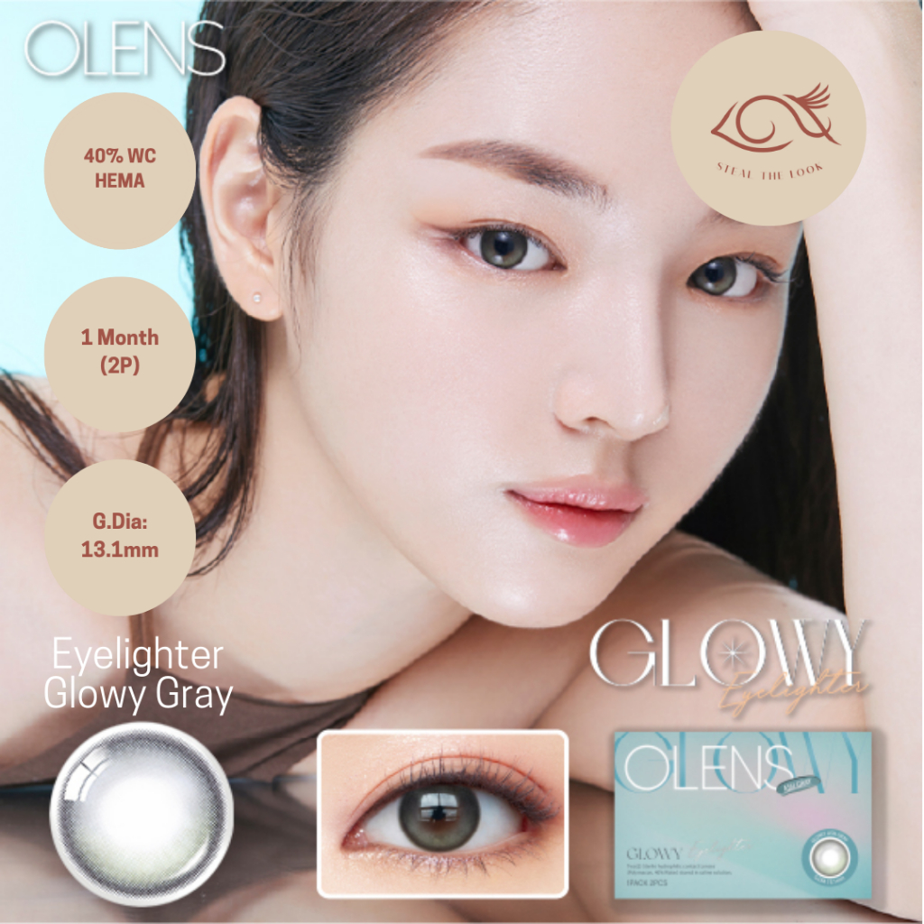Ready Ori 100% Olens Newjeans & Blackpink Monthly Eyelighter Glowy Ash Gray Series ( 2pcs = 1 pasang