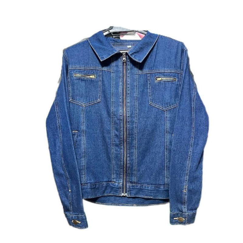 Jacket Jeans Denim Zipp Blue Biru Branded Unisex Original