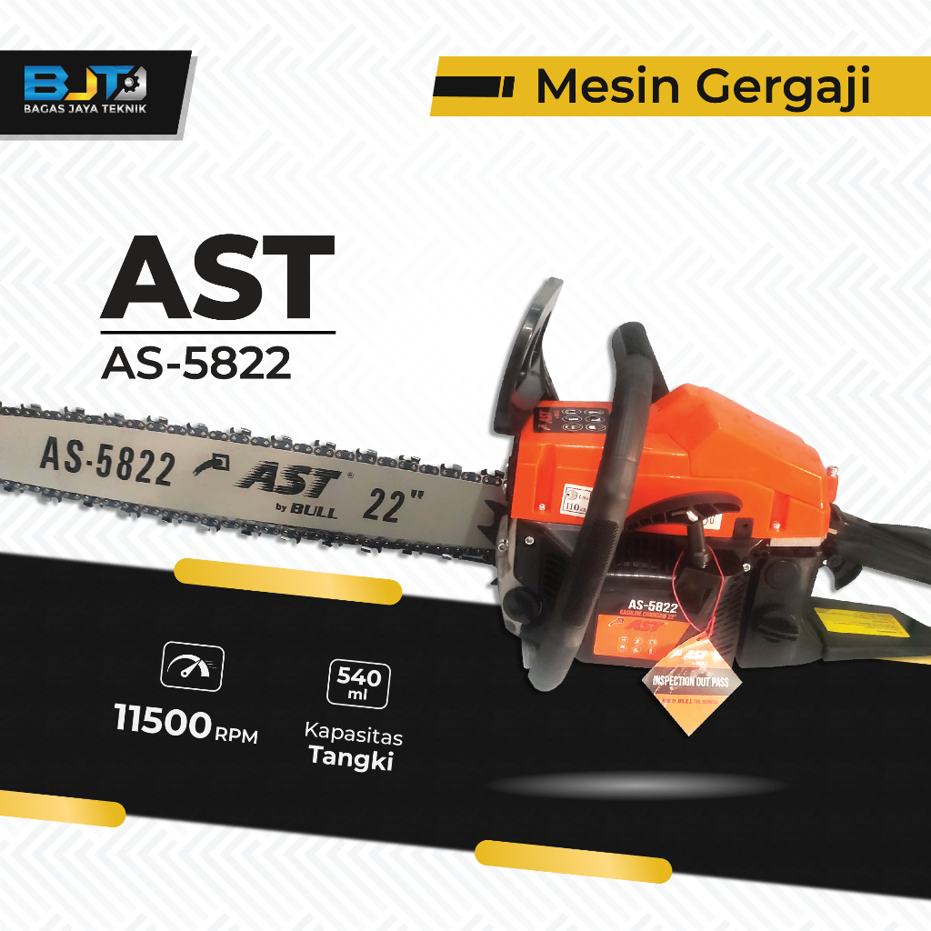 Chainsaw  AST AS-5822 2Tak Mesin Gergaji Potong Belah Kayu 22"