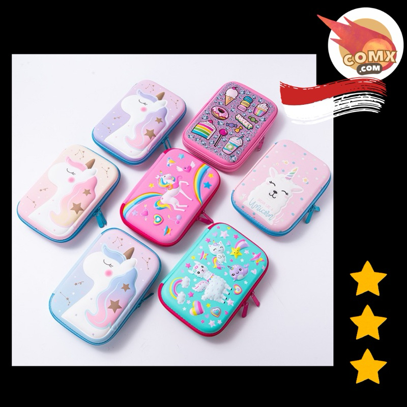 

COMX Kotak Pensil Anak Tempat pensil 3D Timbul Hardcase astronot unicorn import kado ultah anak perempuan