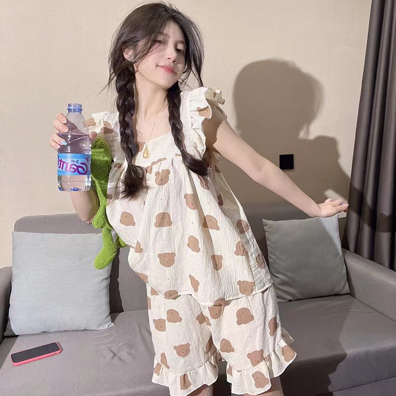 One set baju tidur wanita / piyama wanita pendek / Motif lucu /Korea style / import