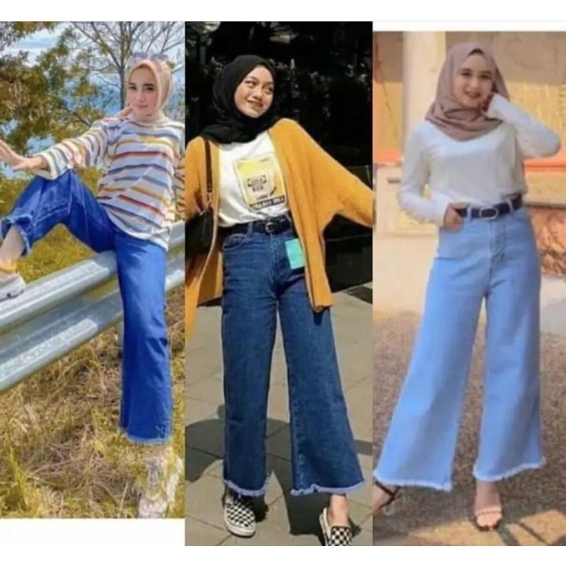Jeans Kulot Rawis / Wanita / New Item