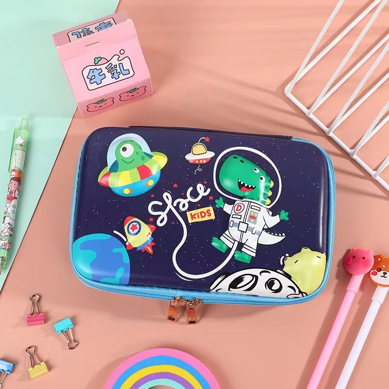 Tempat Kotak Pensil Pulpen 3D Timbul EVA Unicorn Dinosaurus Astronot 22CM Anak Sekolah / Pencil Case