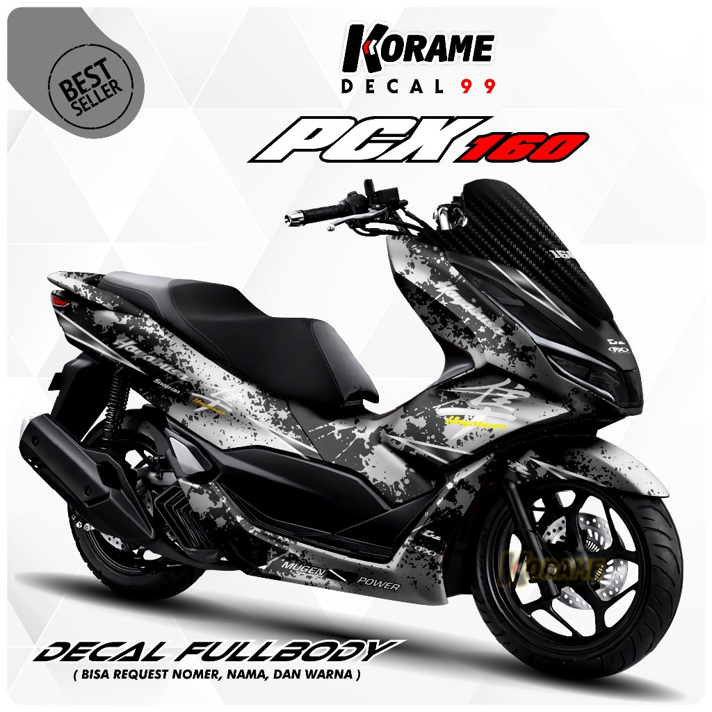 Decal Stiker New PCX 160 Fullbody Hayabusa Grey Black
