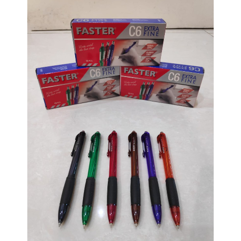 

12PCS 1PAK PULPEN FASTER C6 / PEN FASTER CETEK C6 / BALLPOINT FASTER C6 12PCS