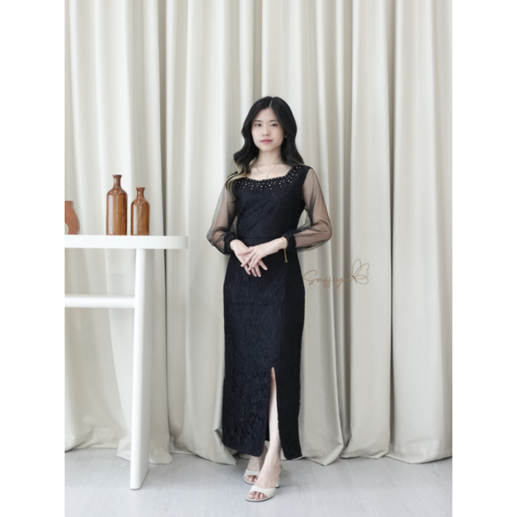 SAFFIYA-Dress Janette (ONE SET) |  Kondangan Dress & Gaun Brukat Eleangan, Pesta, Gereja, Natal