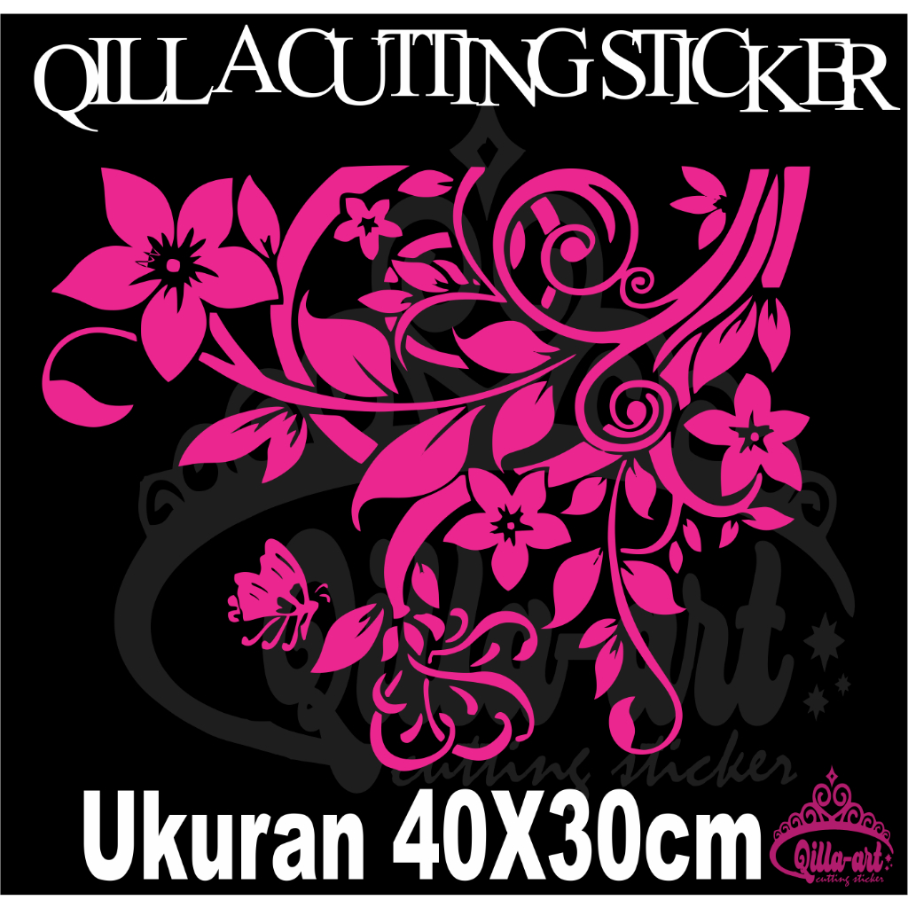 CUTING STIKER GAMBAR BUNGA KEREN UNTUK KACA MOBIL