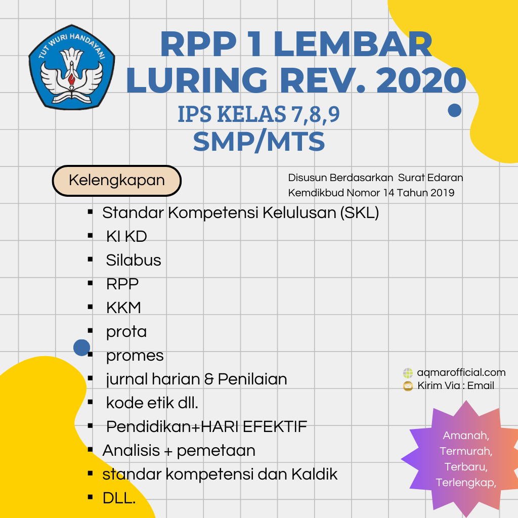 

RPP 1 LEMBAR IPS KELAS 7,8,9 SMP/MTS KURIKULUM 2013