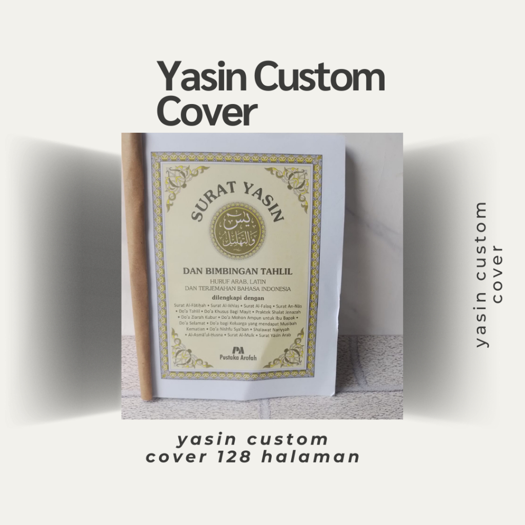 Buku Surah Yasin 128 Halaman Custom Hard Cover Bunga Banyak Varian Cover , Biru putih , Merah Jambu