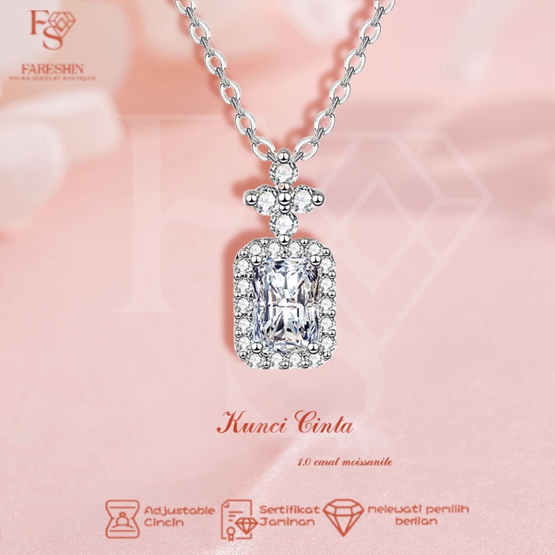 Kalung emas moissanite Sugar Cube Perfume moissanite Necklace 1.0 Carat Fareshin Jewellery