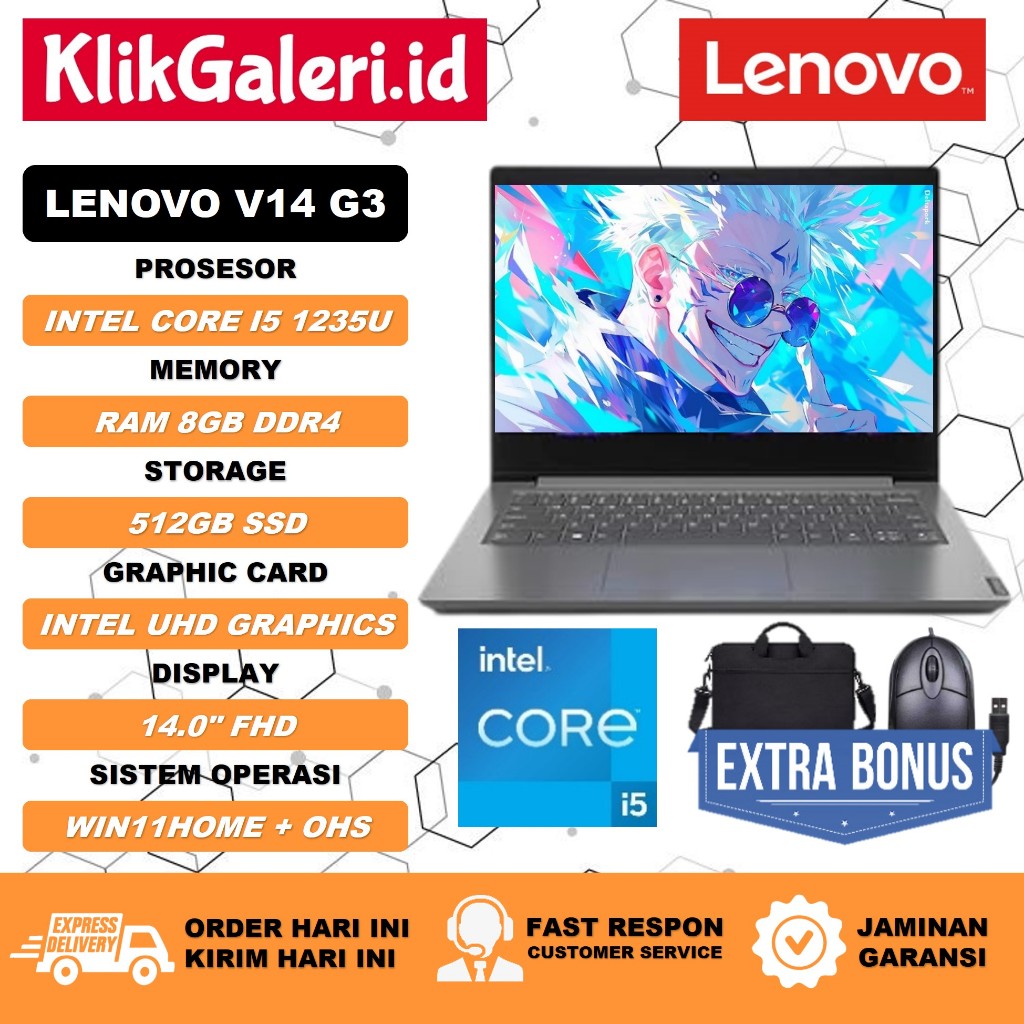 Laptop Lenovo V14 G3 i5 1235U 24GB 512GB SSD OHS Grey
