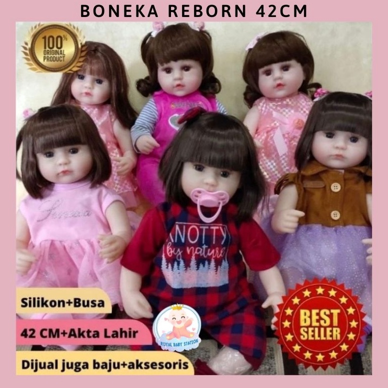 ART D86Y TERMURAH Boneka Reborn Bayi Silikon mirip Asli Dengan Akta Lahir Cantik Mewah 42 cm 18 Inch